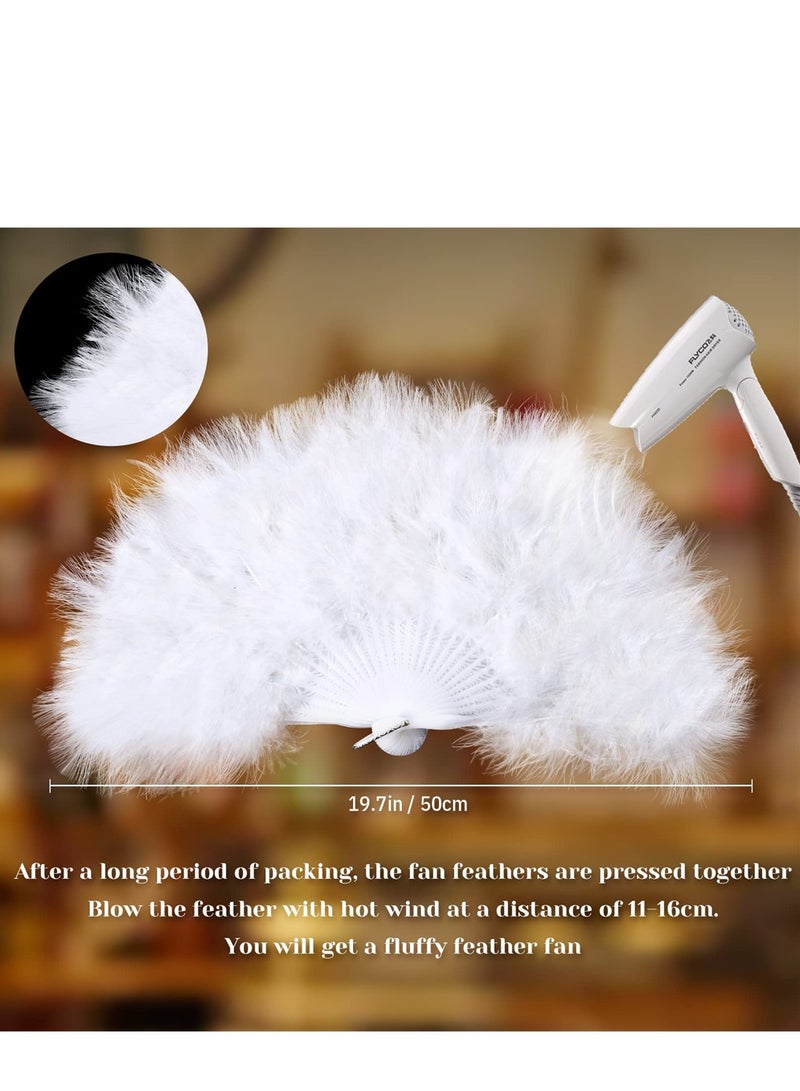 1920s Flapper Costume Accessories Set, Gatsby Costume Accessories Set for Women 20s Headpiece Earrings Gloves Holder Pearl Necklace and Feather Fan