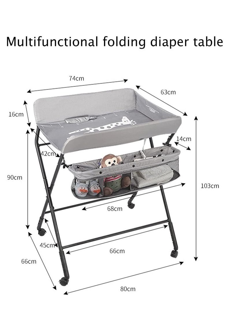 Portable baby changing table with wheels