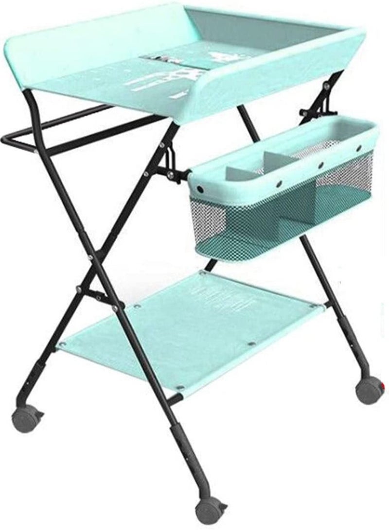 Portable baby changing table with wheels