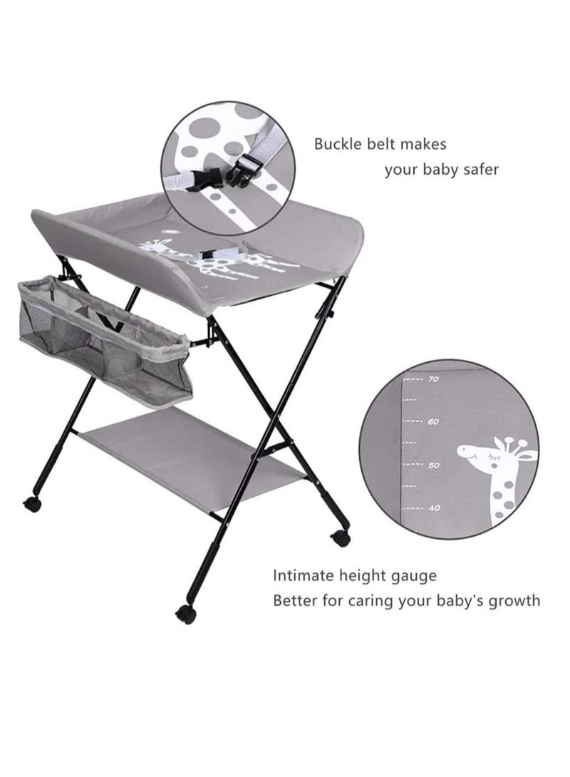 Portable baby changing table with wheels