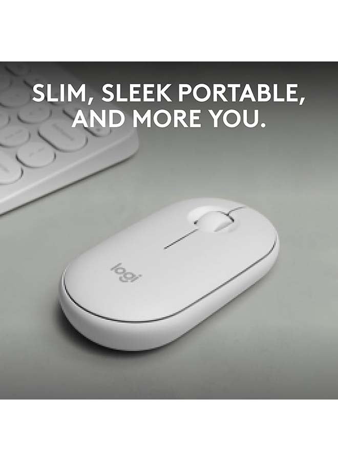 Pebble Mouse 2 M350s Slim Bluetooth Wireless Mouse, Portable, Customisable Button, Quiet Clicks, 4K DPI, 24-month battery, Easy-Switch for Windows, macOS, iPadOS, Android, Chrome OS - white