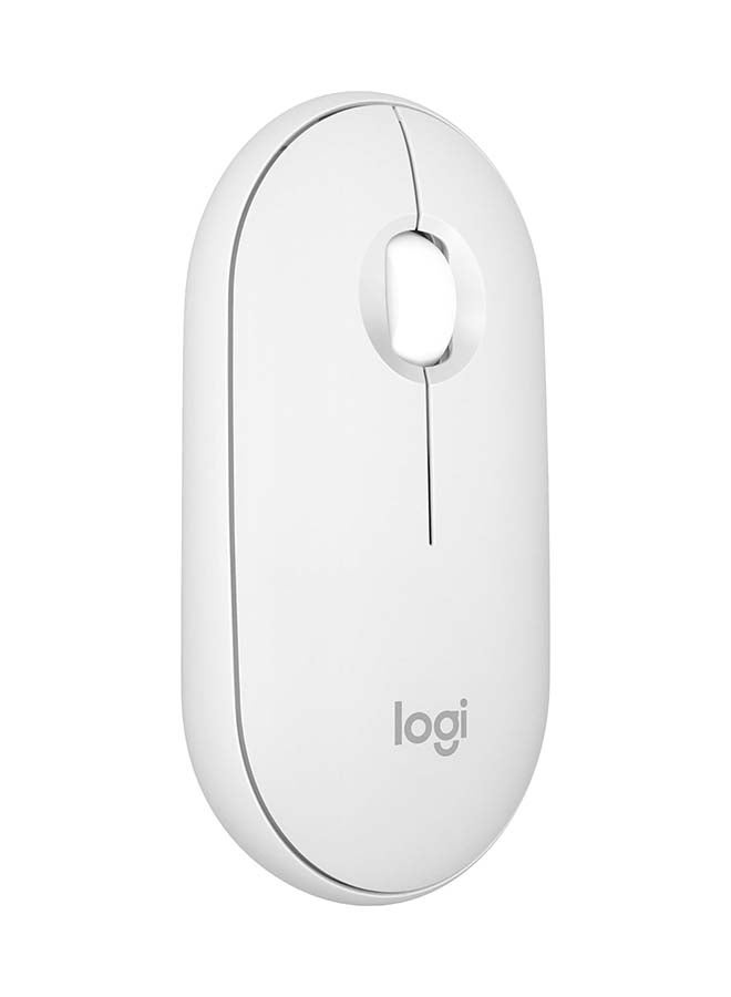 Pebble Mouse 2 M350s Slim Bluetooth Wireless Mouse, Portable, Customisable Button, Quiet Clicks, 4K DPI, 24-month battery, Easy-Switch for Windows, macOS, iPadOS, Android, Chrome OS - white