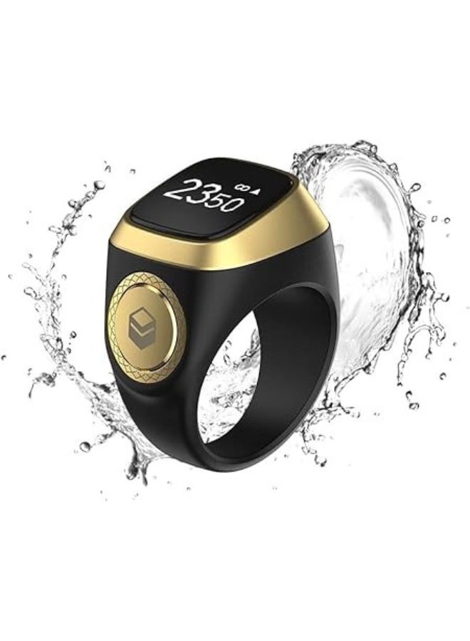 iQIBLA Smart Tasbih Zikr Ring-Muslim Prayer-Prayer timing reminder-OLED display-Tasbih Counter- Smart Ring- Wearable Technology- Waterproof Zikr Ring Black-E0120BK-USB (Pack of 2-18mm+20mm)