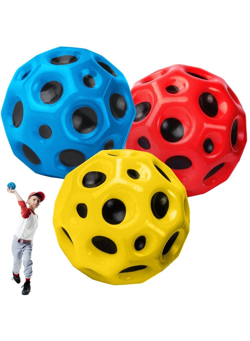 3 PCS Space Ball 6.5cm Extreme Moon Ball PU Bounce Ball Sensory Ball High Bouncing and Sounds Meteor Ball Helps Improve Hand Eye Coordination Great Sensory Ball for Kids Teens Pocket Money Toys