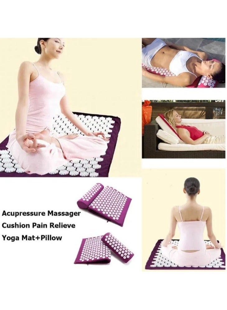 Acupressure Mat Pillow Set & Travel Bag Massage Muscle Pain Relief Acupuncture random color