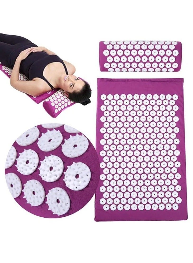 Acupressure Mat Pillow Set & Travel Bag Massage Muscle Pain Relief Acupuncture random color