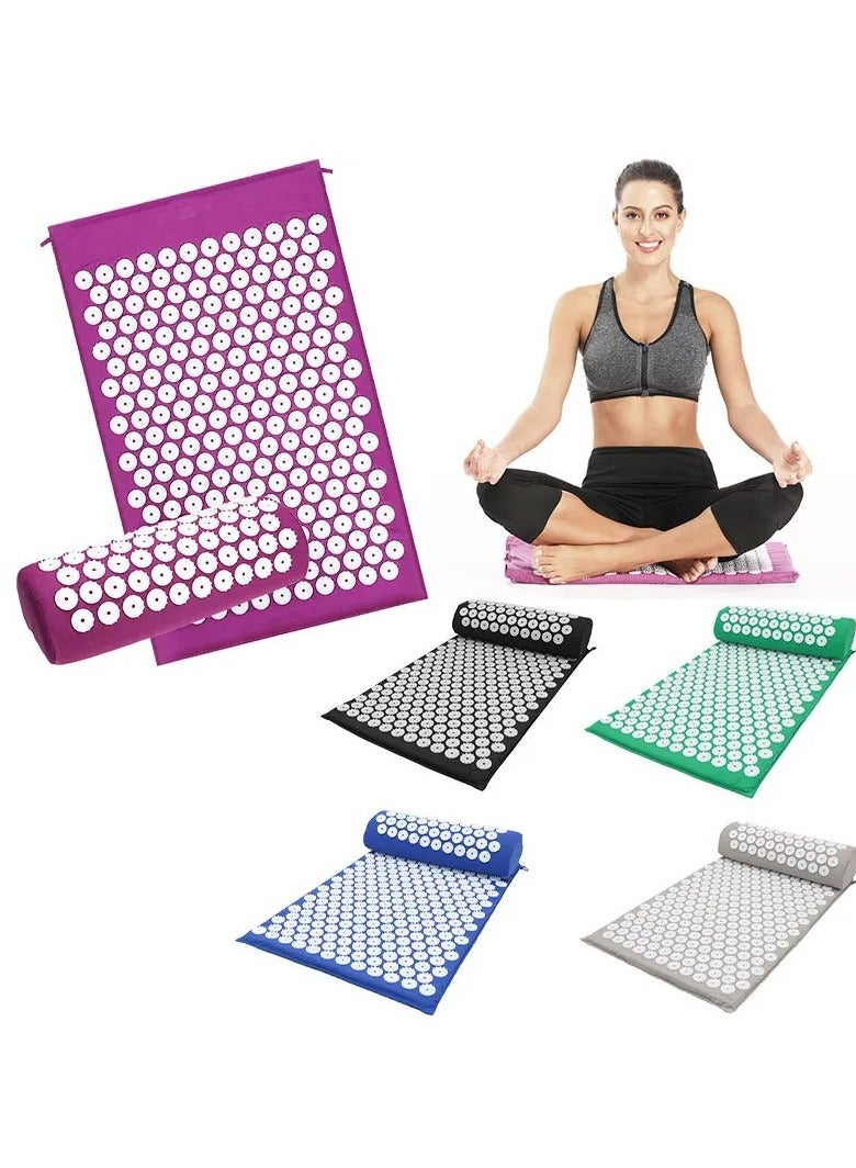 Acupressure Mat Pillow Set & Travel Bag Massage Muscle Pain Relief Acupuncture random color