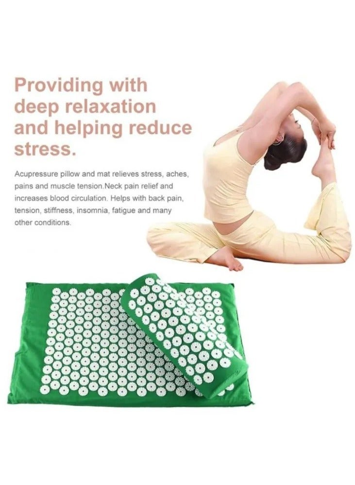 Acupressure Mat Pillow Set & Travel Bag Massage Muscle Pain Relief Acupuncture random color