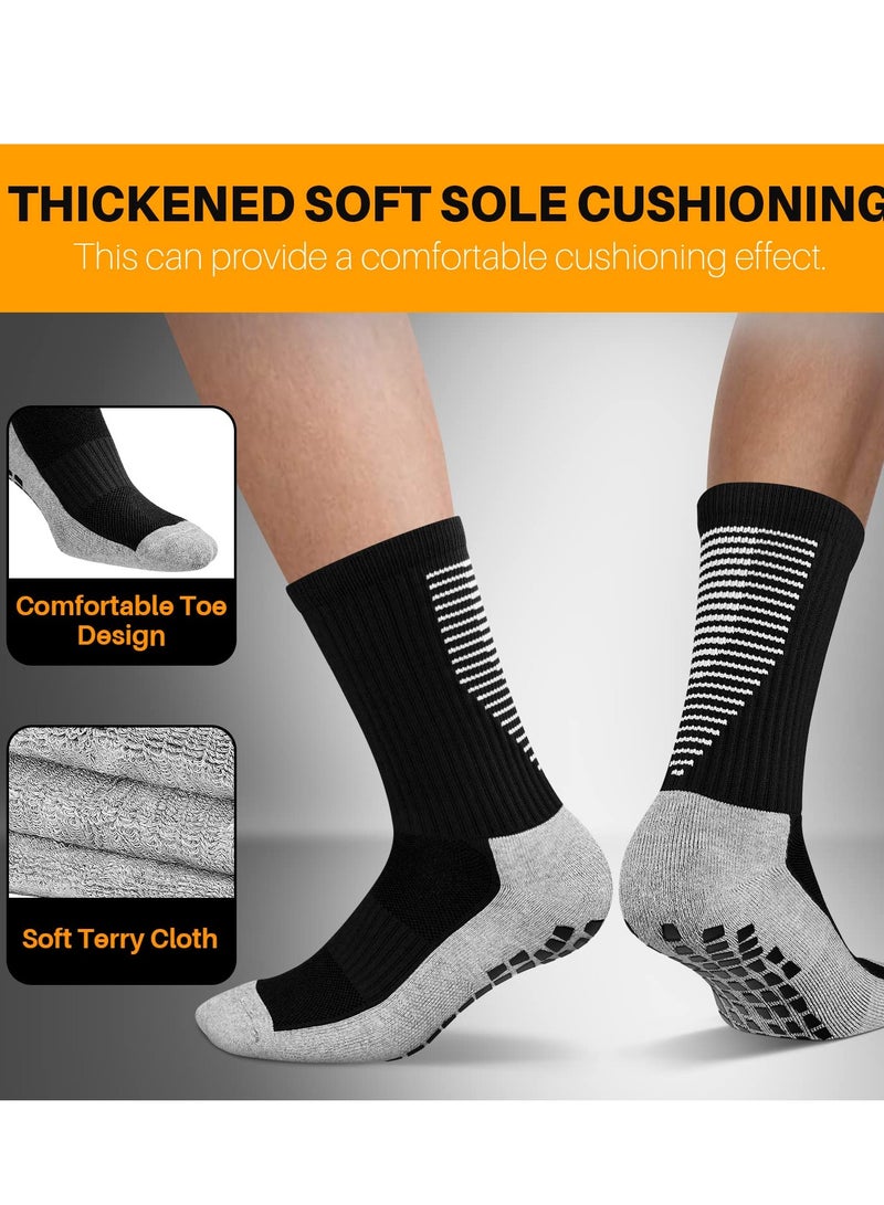 3 Pairs Grip Socks Football Men Women Anti Slip Sports Grip Socks Breathable Anti Blister Rubber Pads Non Slip Basketball Socks Athletic Grippy Socks For Soccer Running Hiking Boxing Rugby