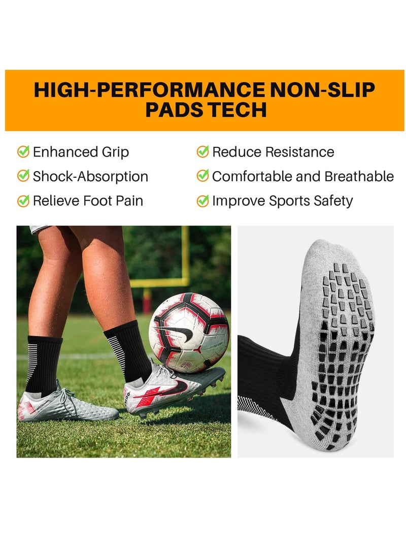 3 Pairs Grip Socks Football Men Women Anti Slip Sports Grip Socks Breathable Anti Blister Rubber Pads Non Slip Basketball Socks Athletic Grippy Socks For Soccer Running Hiking Boxing Rugby