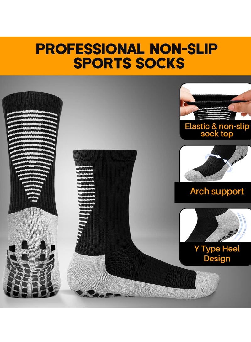 3 Pairs Grip Socks Football Men Women Anti Slip Sports Grip Socks Breathable Anti Blister Rubber Pads Non Slip Basketball Socks Athletic Grippy Socks For Soccer Running Hiking Boxing Rugby