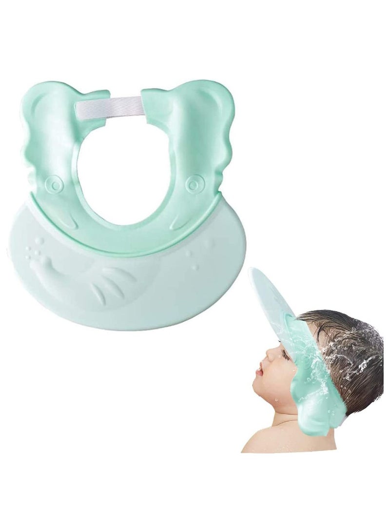 Baby Shower Cap Protect Your Baby Eyes Adjustable Baby Shower Cap Visor with Ear Protection Waterproof Shampoo Cap Hat for Toddler Kids Children Bathing Washing Hair Elephant Design Green