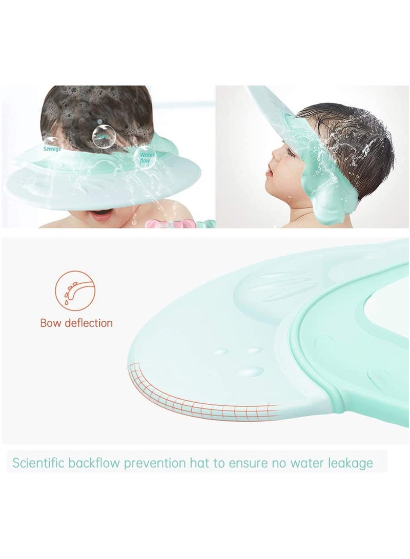 Baby Shower Cap Protect Your Baby Eyes Adjustable Baby Shower Cap Visor with Ear Protection Waterproof Shampoo Cap Hat for Toddler Kids Children Bathing Washing Hair Elephant Design Green