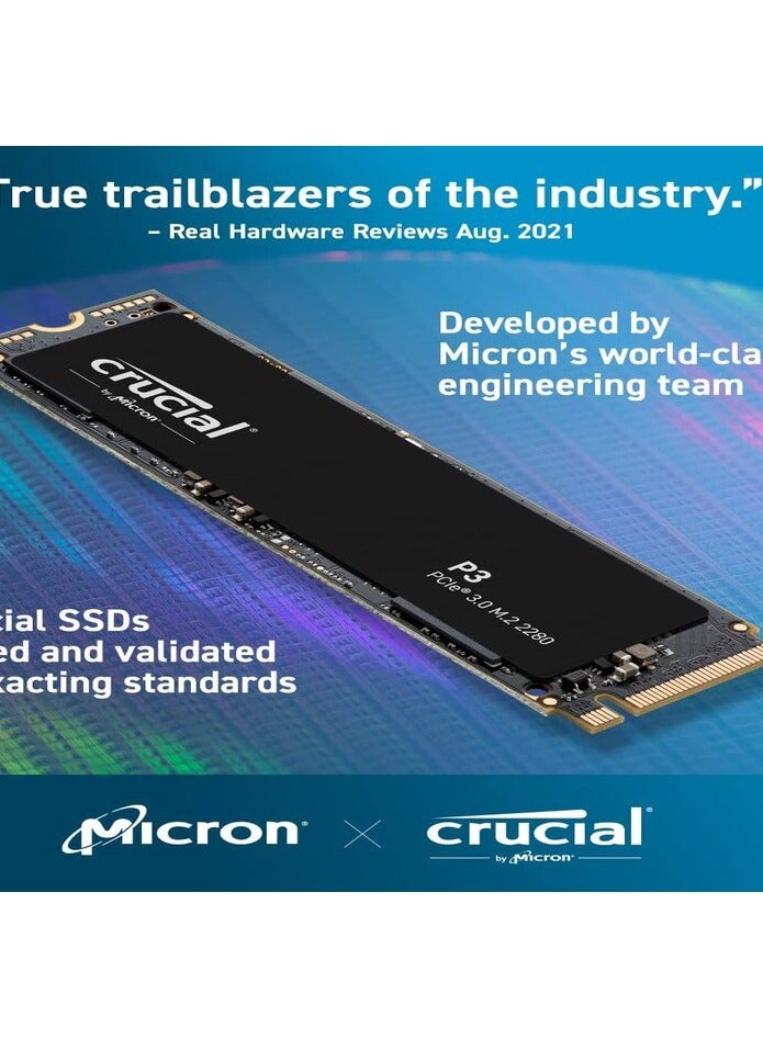 Crucial P3 1TB M.2 PCIe Gen3 NVMe Internal SSD - Up to 3500MB/s Sequential Read & 3000 MB/s Sequential Write - CT1000P3SSD8 1 TB
