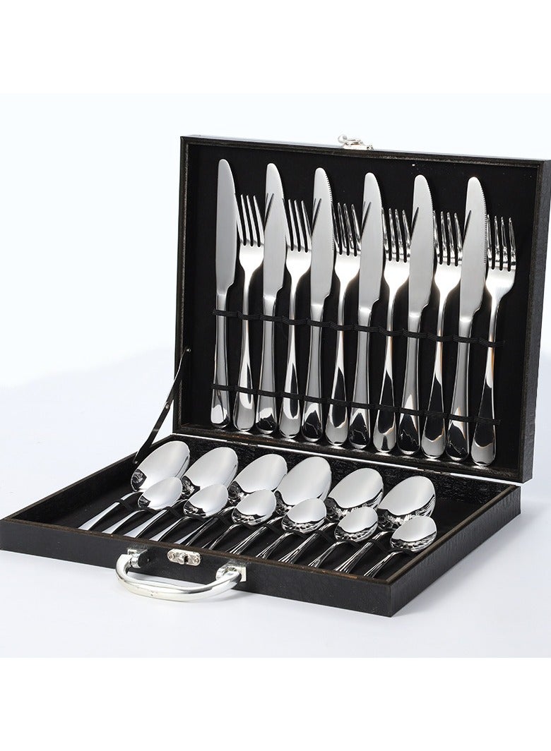 Stainless Steel Tableware Set Of 24 Pieces Western Knife Fork Spoon Set