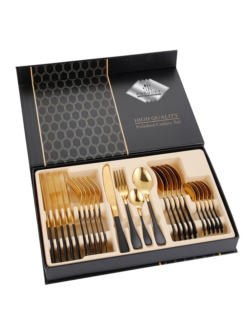 Stainless Steel Tableware Set Of 24 Pieces Western Knife Fork Spoon Set