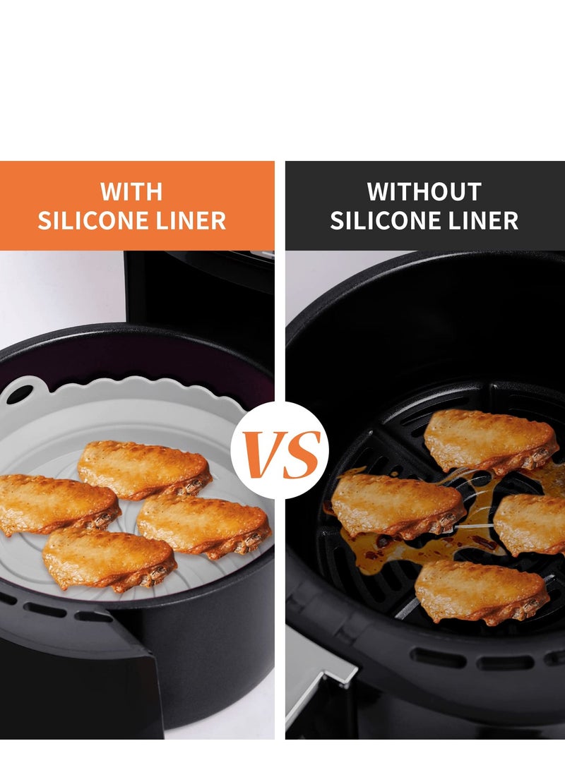 Air Fryer Silicone Pot, Air Fryer Liners Round Baking Pan for Microwave Oven Roaster Reusable Airfryer Accessories Silicone Cake Pan DIY Pizza Nonstick Bakeware Kitchen Baking Supplies(2-Pack)