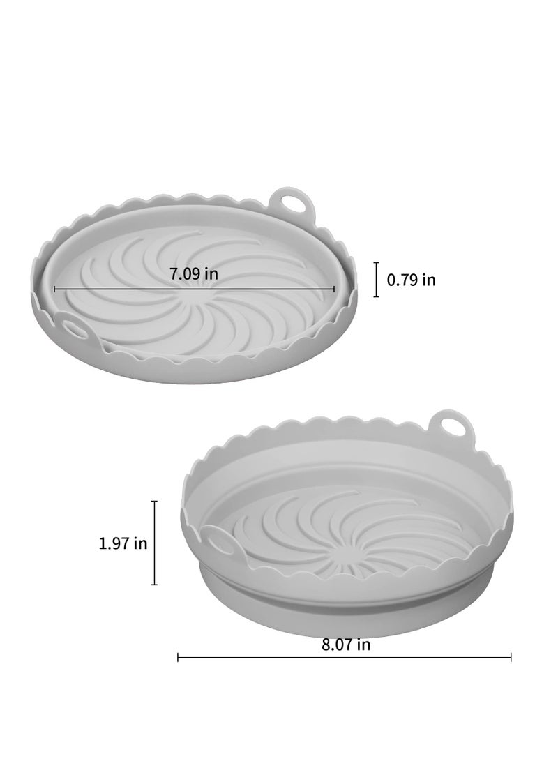 Air Fryer Silicone Pot Air Fryer Liners Round Baking Pan For Microwave Oven Roaster Reusable Airfryer Accessories Silicone Cake Pan Diy Pizza Nonstick Bakeware Kitchen Baking Supplies(2- Pack)