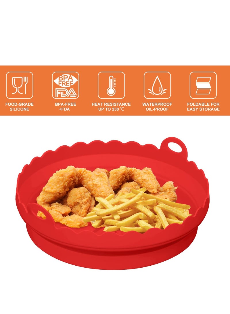 Air Fryer Silicone Pot Air Fryer Liners Round Baking Pan For Microwave Oven Roaster Reusable Airfryer Accessories Silicone Cake Pan Diy Pizza Nonstick Bakeware Kitchen Baking Supplies(2- Pack)