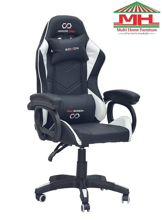 Modern Design Best Executive Gaming Chair (44-WHITE/BLACK) For Video Gaming Chair For Pc With Fully Reclining Back And Headrest For ADULTS (10 TO 20) Years