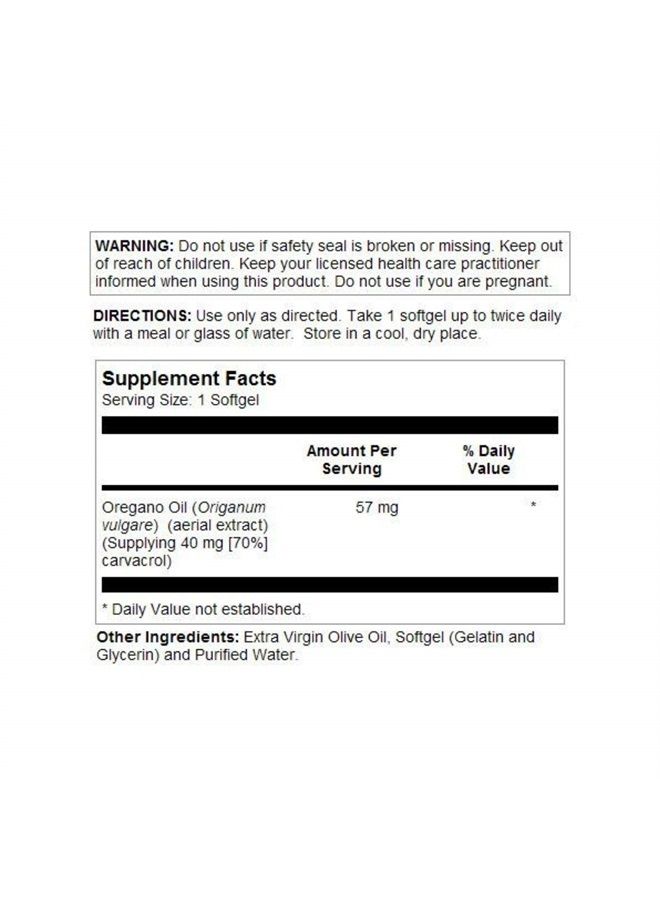 Oregano Oil 70% Carvacrol Supplement | 60 Count