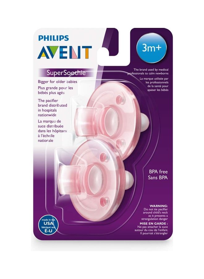 Super Soothie Pacifier, 3+ Months, Pack of 2 - Pink