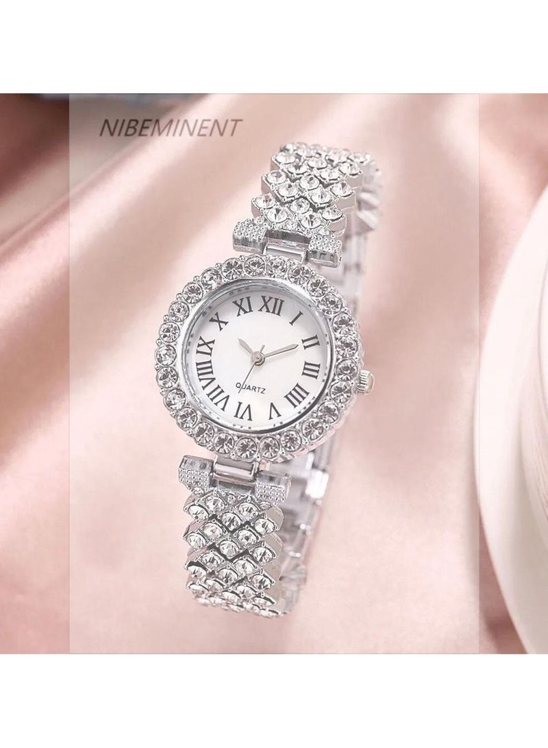 Women's Stone Studded Analog Watch With Bracelet Set