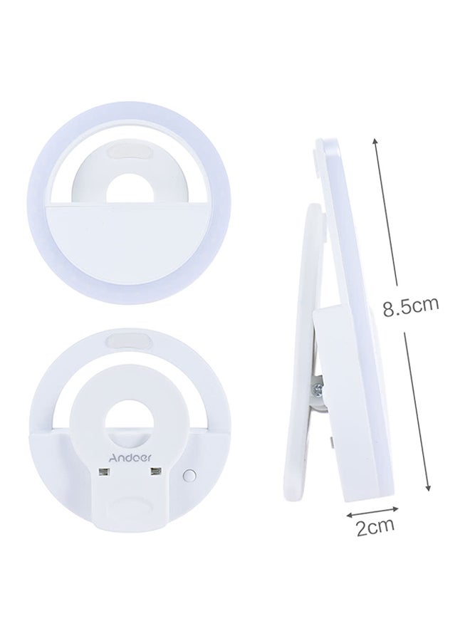 Portable Clip-On Selfie Ring Light White