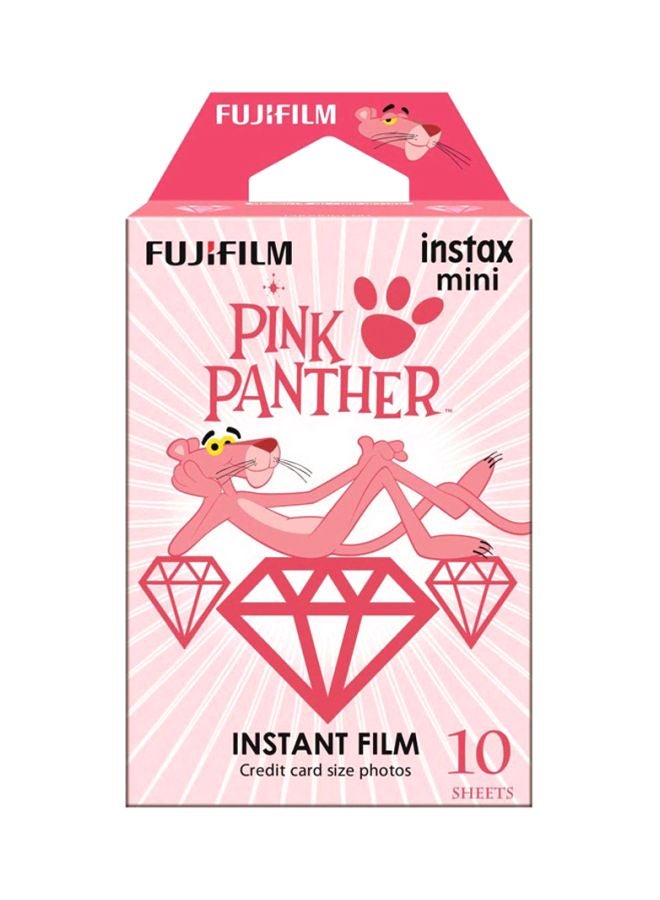 Pack Of 10 Pink Panther Themed Instax Instant Camera Photo Films White/Pink