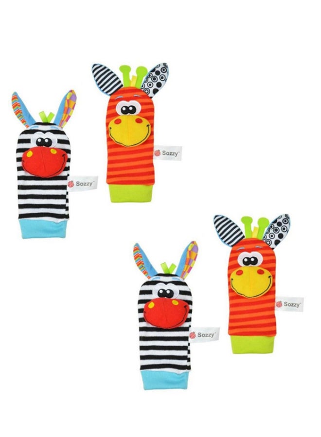 4-Piece Infant Socks And Wrist Rattle Set