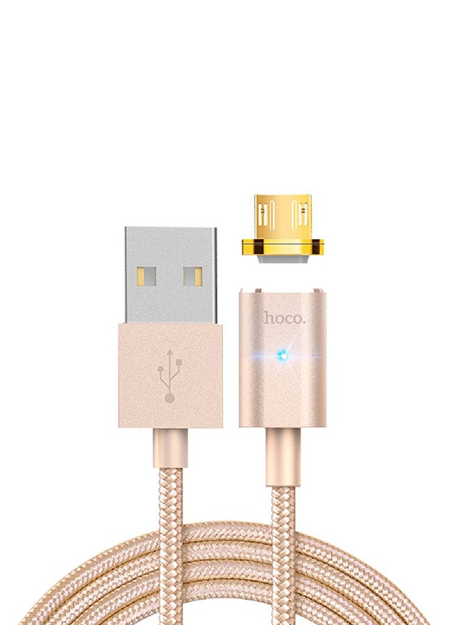 Magnetic Suction Micro USB Data Sync Charging Cable With Indicator Light Gold