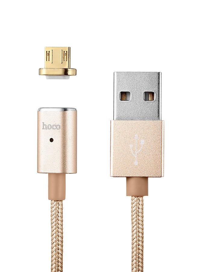 Magnetic Suction Micro USB Data Sync Charging Cable With Indicator Light Gold