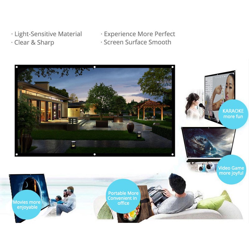 Portable Foldable 16:9 HD Projector Screen LU-V5-371 White/Black