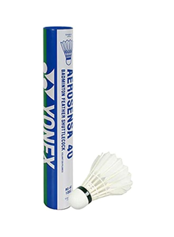 12-Piece Aerosensa 40 Badminton Feather Shuttlecock Set 38.50x6.70cm