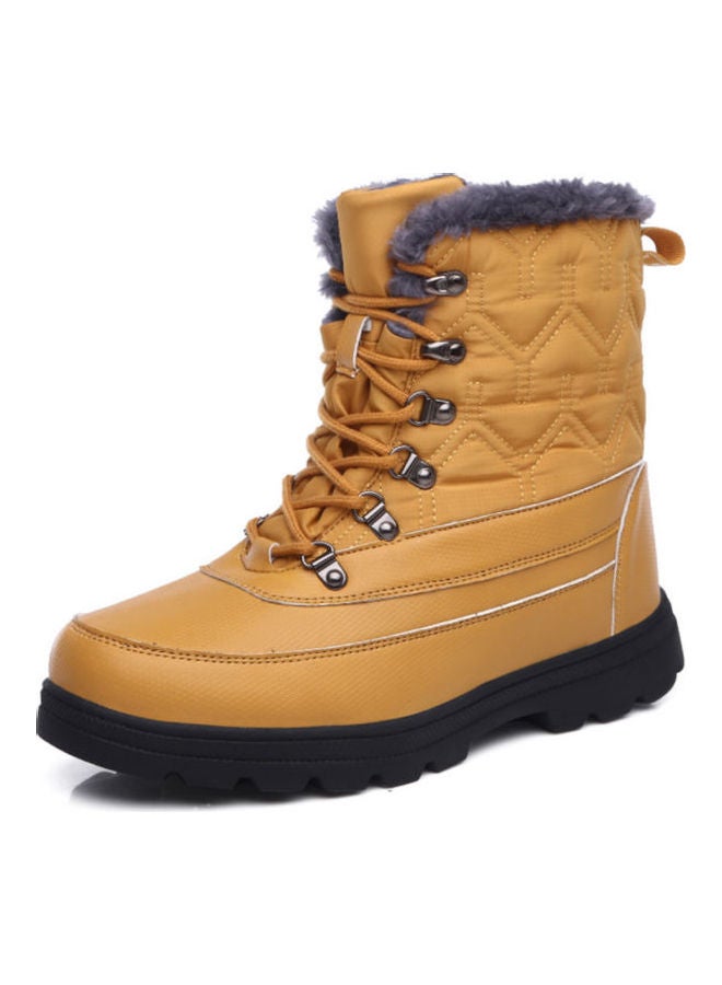 Outdoor Waterproof High Tube Lace Up Casual Boots Yellow