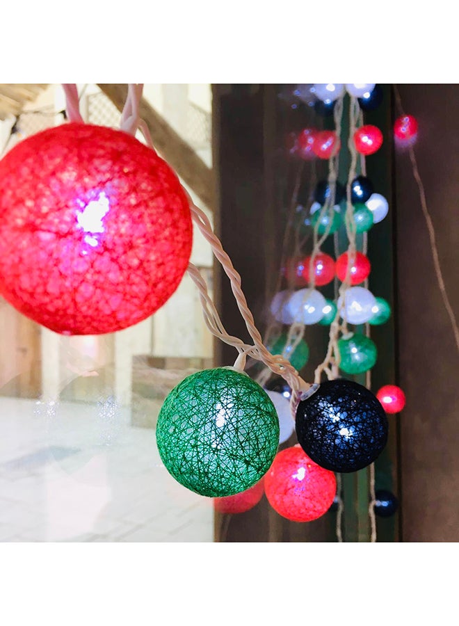 UAE National Day Cotton Ball String Lights Multicolour 5meter