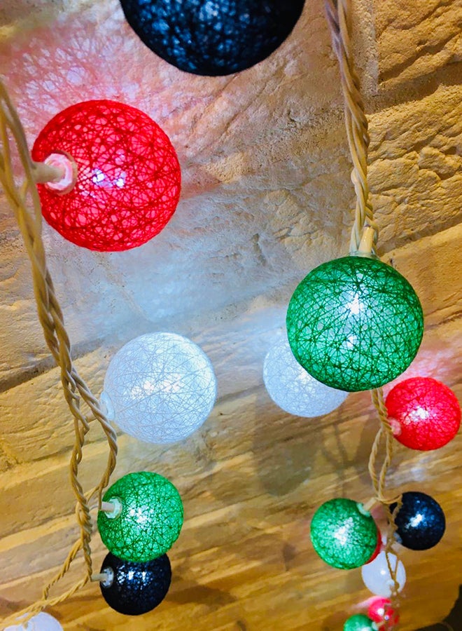 UAE National Day Cotton Ball String Lights Multicolour 5meter