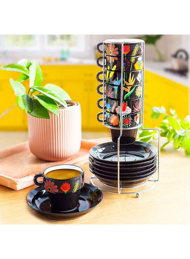 Cafe Colore Cups Tower Jardin Fleuri