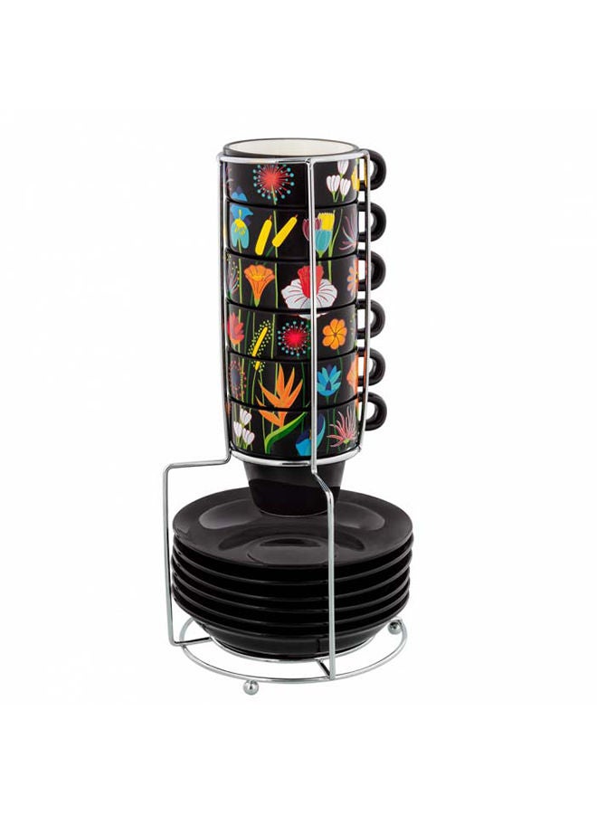 Cafe Colore Cups Tower Jardin Fleuri