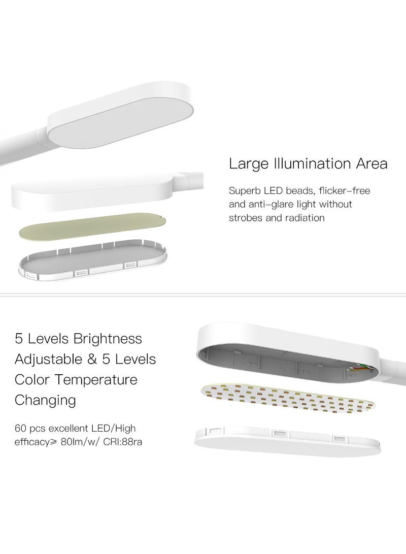 60-LED Desk Lamp Light White 32.70x17.00x17.00cm