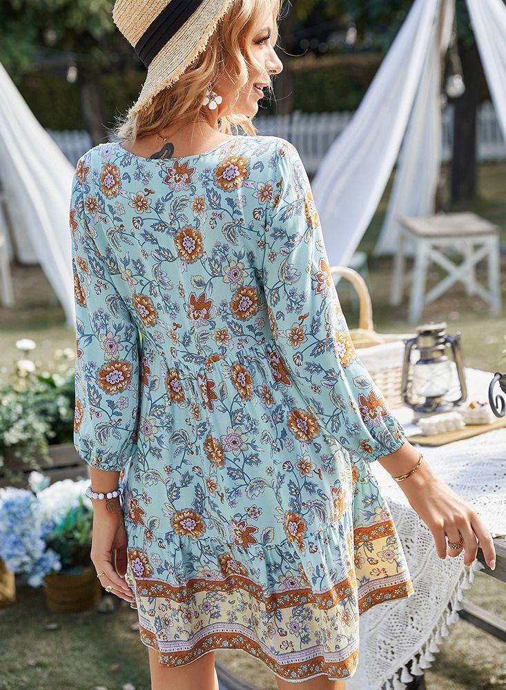 Bohemian Casual Holiday Dress Multicolour