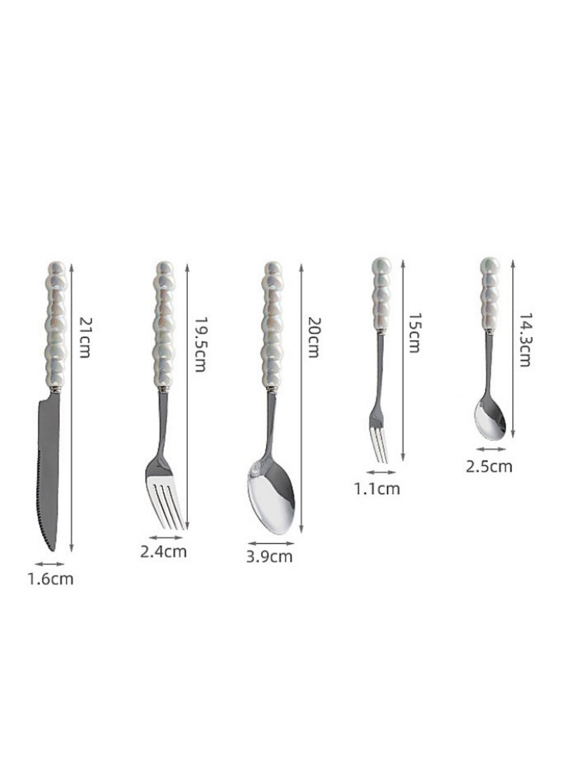 Light Luxury Ceramic Handle Knife Fork Spoon Gift Box Household High Beauty Stainless Steel Tableware Five Piece Set