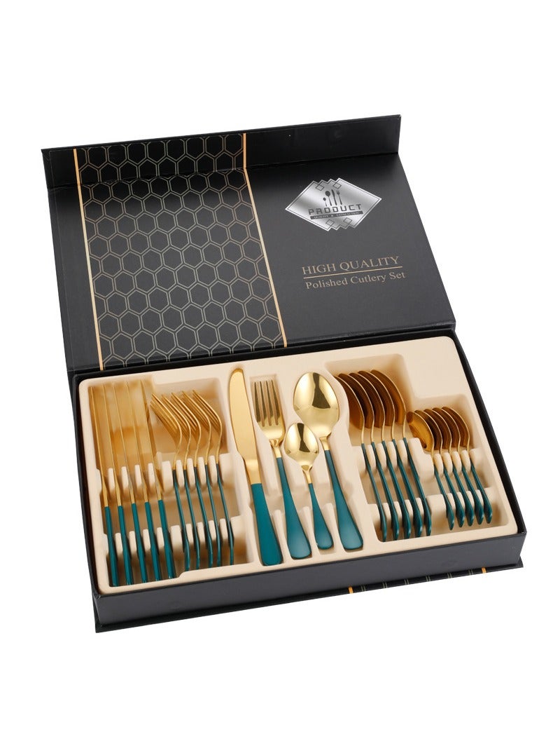 Stainless Steel Tableware Set Of 24 Pieces Western Knife Fork Spoon Set