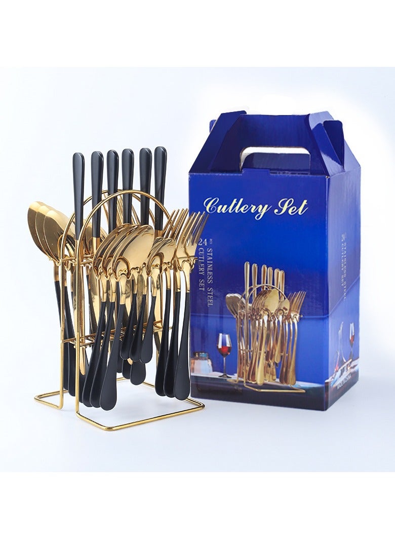 Stainless Steel Tableware Set Of 24 Pieces Western Knife Fork Spoon Set