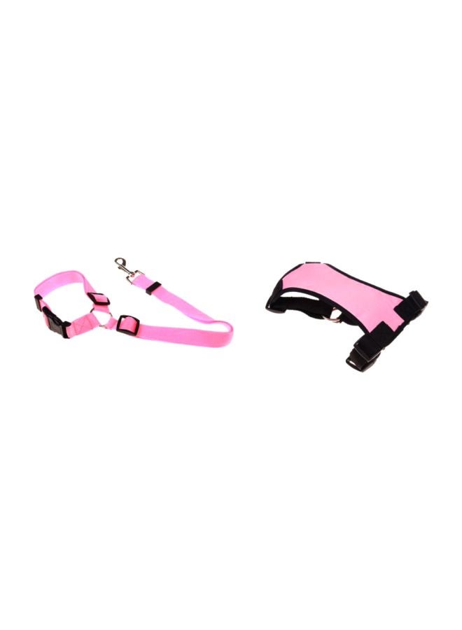 Pet Chest Strap Mesh Harness With Rope Chain Pink/Black 46-81cm