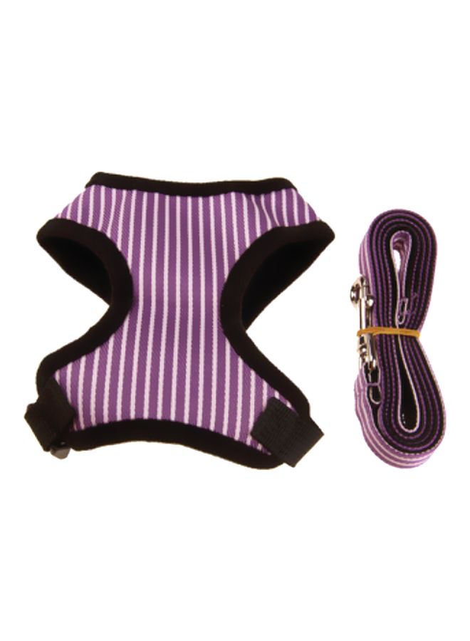 Nylon Stripe Pattern Leash With Vest Purple/Black/White S