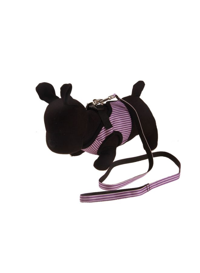 Nylon Stripe Pattern Leash With Vest Purple/Black/White S