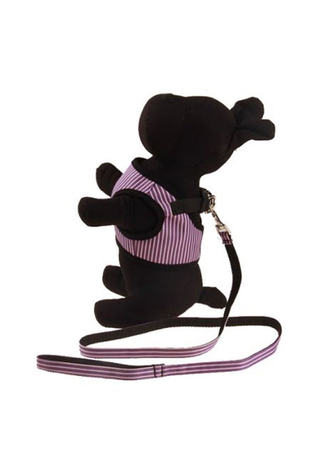 Nylon Stripe Pattern Leash With Vest Purple/Black/White S