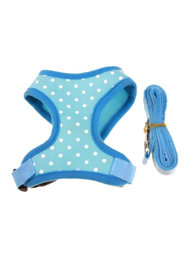 Polka Dot Pattern Leash With Vest Blue/White S