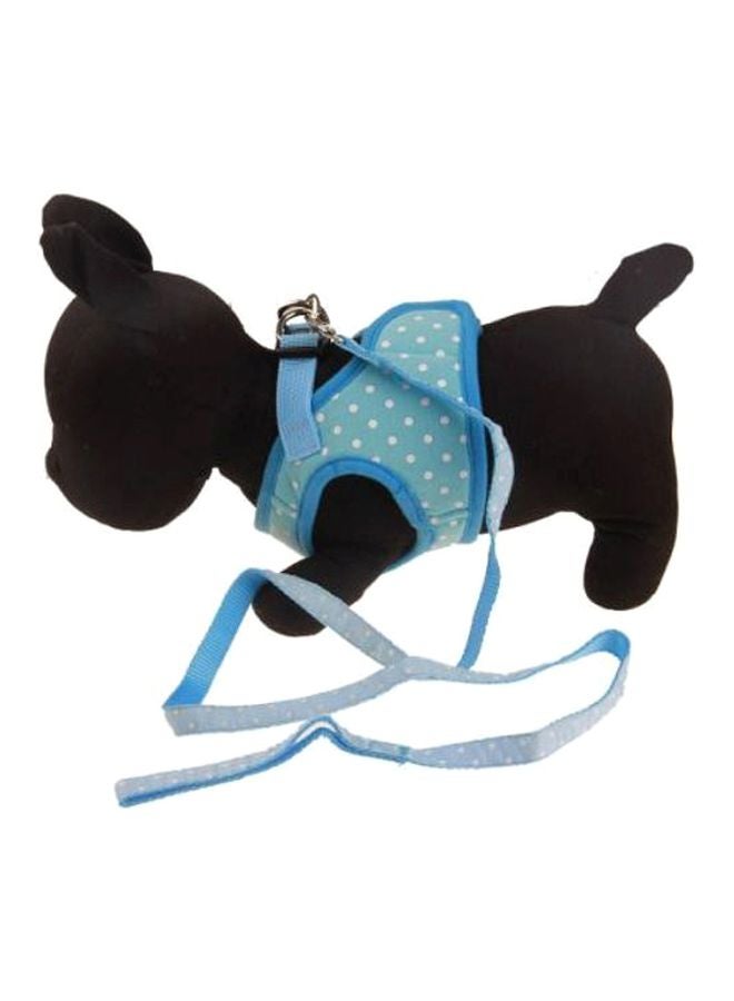 Polka Dot Pattern Leash With Vest Blue/White S